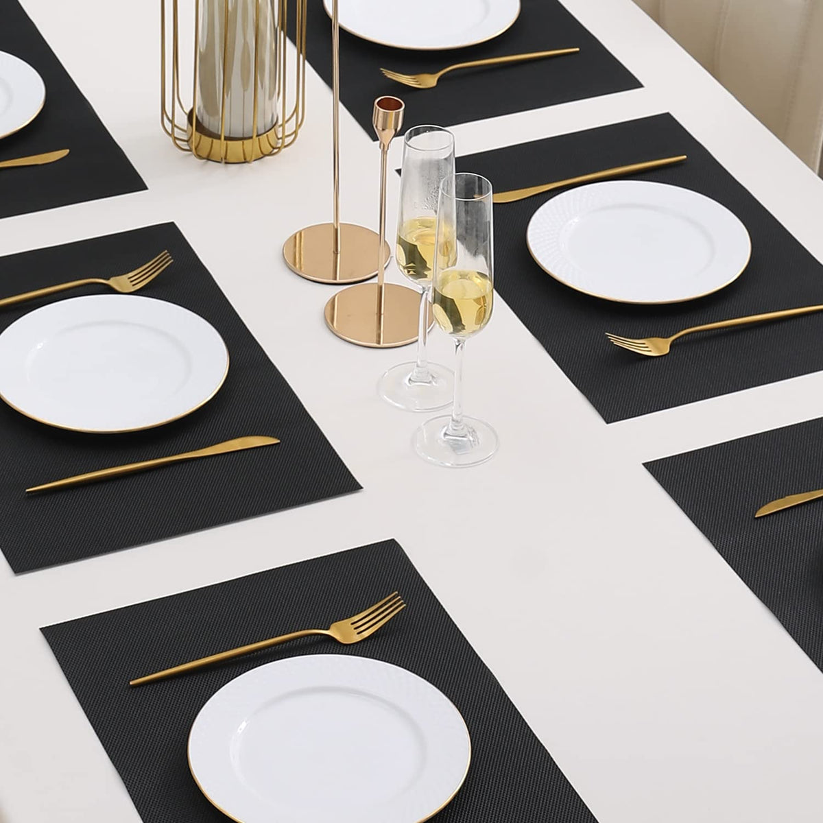 PVC Dining Table Mats, Jet Black