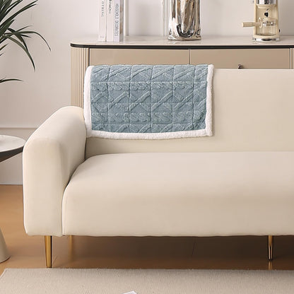 'Italian Caelora' Luxury Jacquard Plush Anti-Slip Sofa Cover Mat - Powder Blue