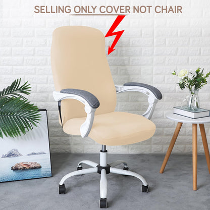 HOKIPO 140gsm Stretchable Office Chair Cover, Beige - Medium / Large