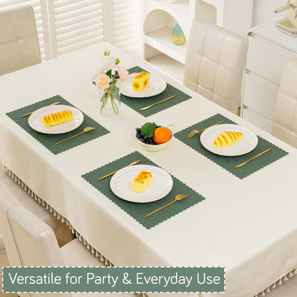 Florista Blush Royal Luxe Faux Leather Mats for Dining Table - Sage Green