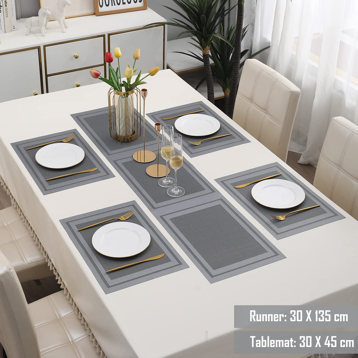 PVC Dining Table Mats, Grey