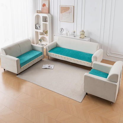 Serenity Tassel Chenille Sofa Cover with Tassel – Ocean Teal