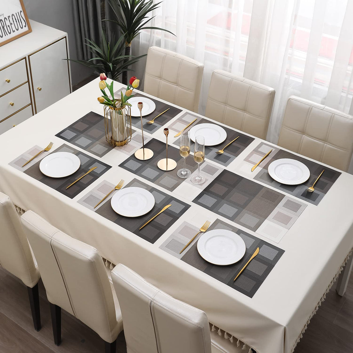 PVC Dining Table Mats, Gradient Brown