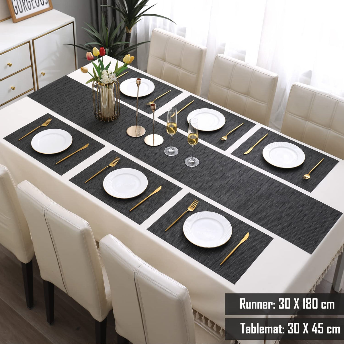 PVC Dining Table Mats, Black