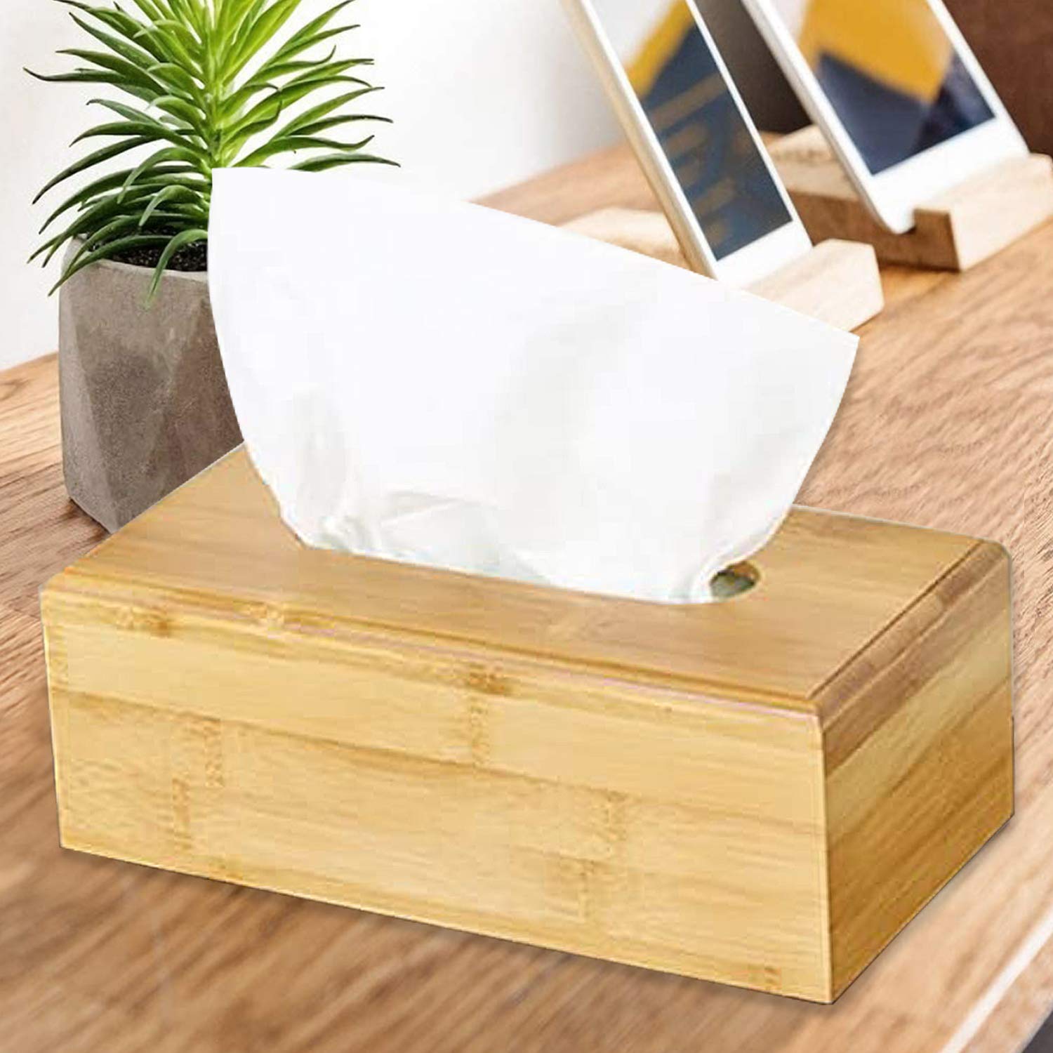 Buy stylish rectangular bamboo tissue paper box | HOKIPO