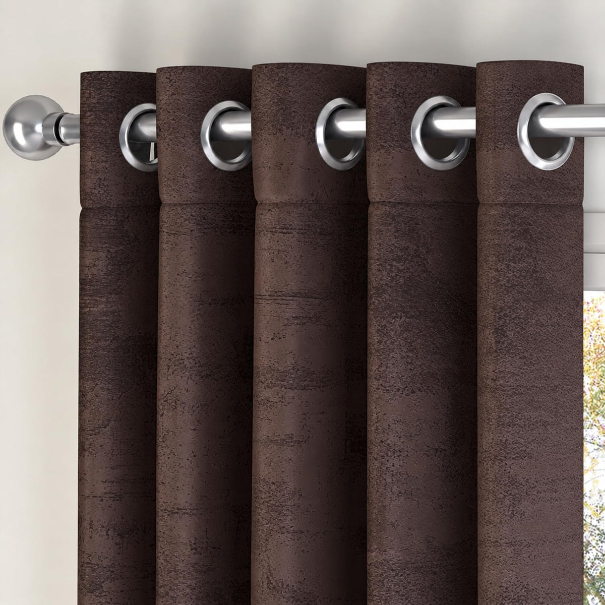 HOKIPO Twilight Curtains, 7 Feet Long - Moonlit Blossom Mocha Brown - image 7