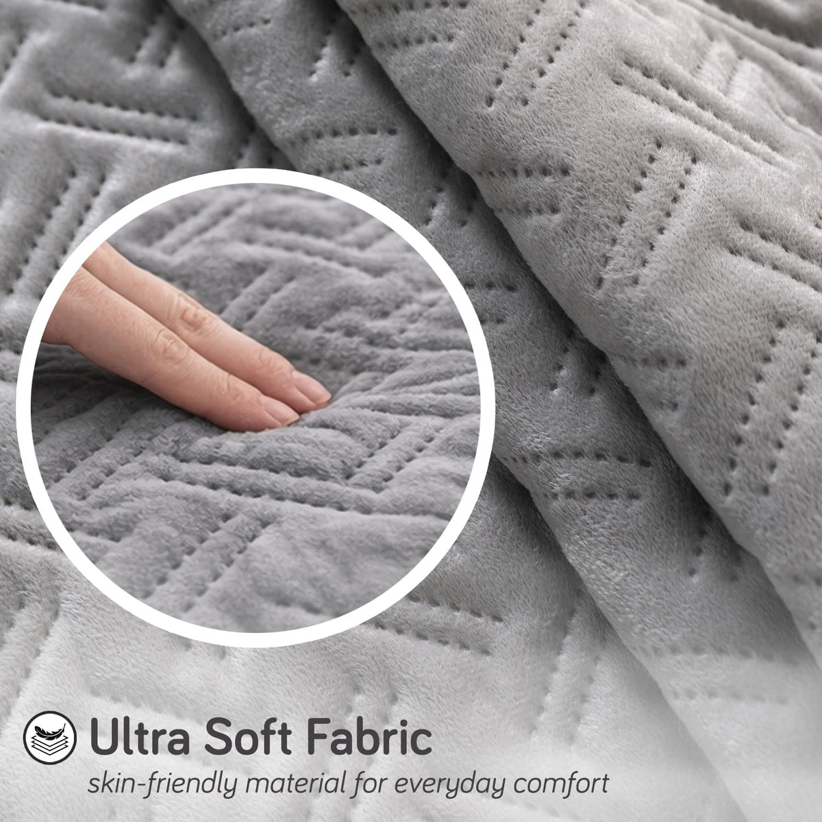 Premium Velvety Quilted Softline 5-Seater Sofa Cover (3+1+1), Arctic Grey