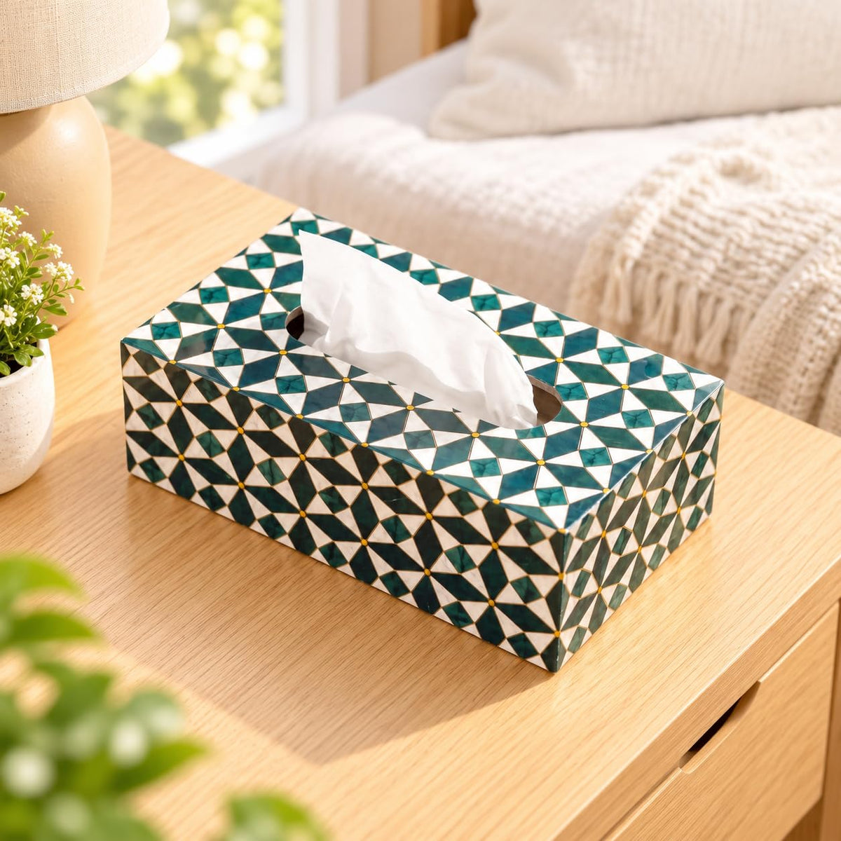 HOKIPO Tissue Box Holder, Rectangle, Engineered Wood, Royal Gulistaan - image 17