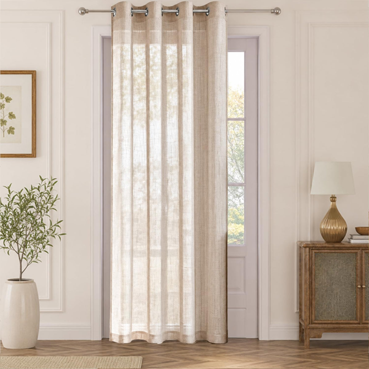 HOKIPO Breeze Sheer Curtains, 7 Feet Long - Sand - image 2