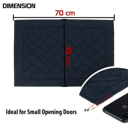 Front Door Inside and Outside Dirt Trapper Mat Polypropylene Fiber Anti-Slip Rubber Back Machine Washable Mat, Rectangular - 45 x 70 cm, Blue