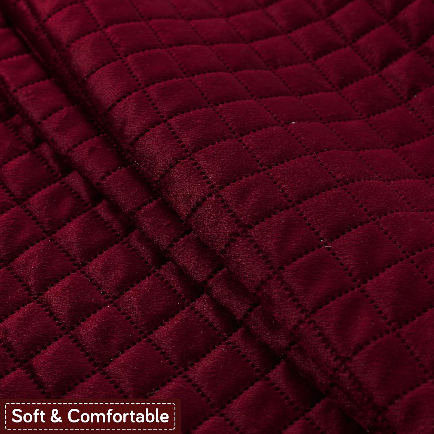 Quilt Classic 5-Seater Sofa Cover (3+1+1), Maroon