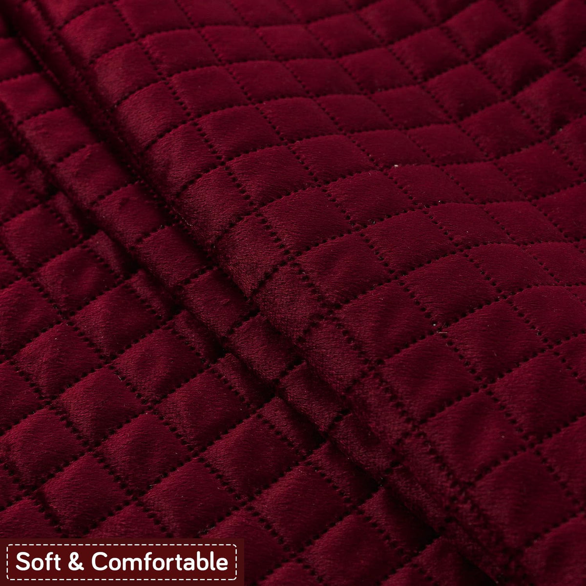 Quilt Classic 5-Seater Sofa Cover (3+1+1), Maroon