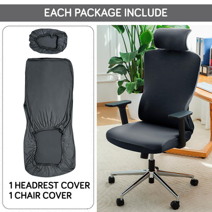 Office Chair Cover with Headrest and Stretchable Chair Seat Covers, Smokey Grey