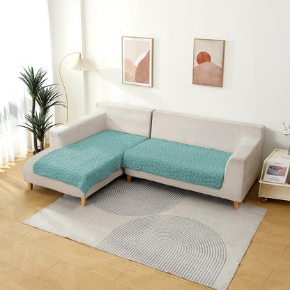 HOKIPO Premium Pebble Milk Velvet L Shape Sofa Cover Mat, Fog Blue