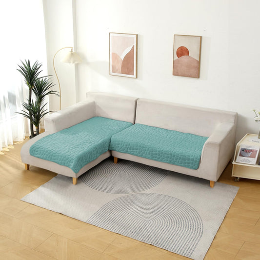 HOKIPO Premium Pebble Milk Velvet L Shape Sofa Cover Mat, Fog Blue