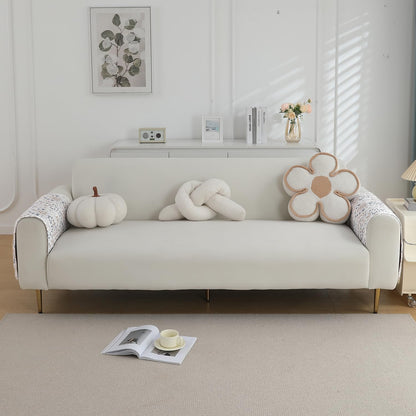 Quilted Waterproof and Anti-Slip Sofa Cover Mat, Damask White