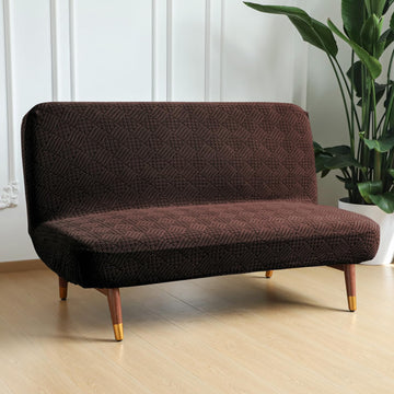 Luxurious Stretchable Spandex Jacquard Sofa-Cum-Bed Cover for Futon – Brown