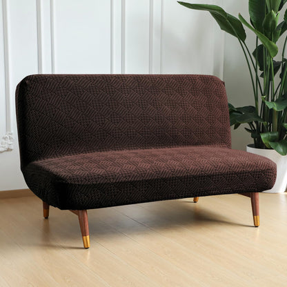 Luxurious Stretchable Spandex Jacquard Sofa-Cum-Bed Cover for Futon – Brown