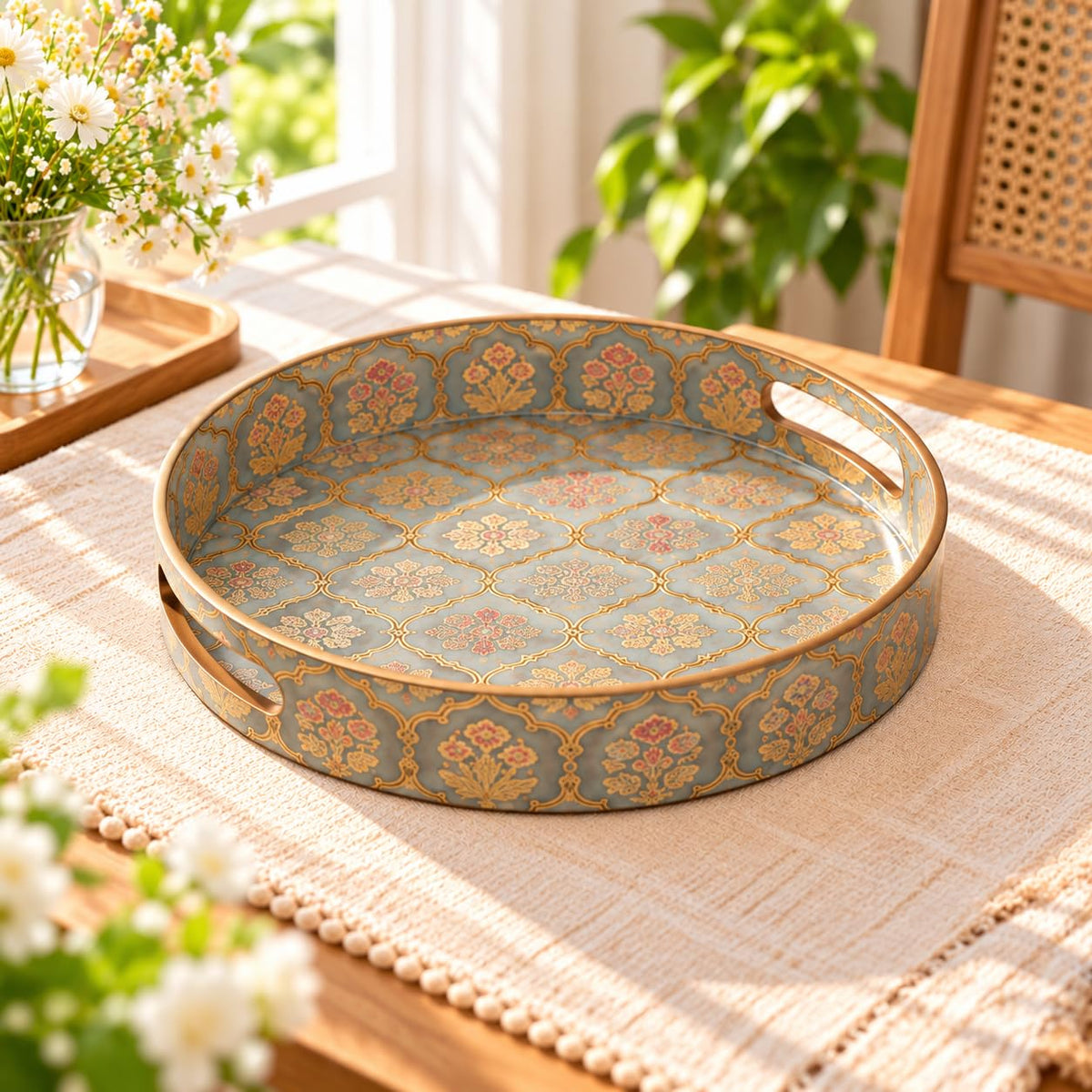 HOKIPO Round Serving Tray 12 in, Engineered Wood, Sunhere Parinday - image 16