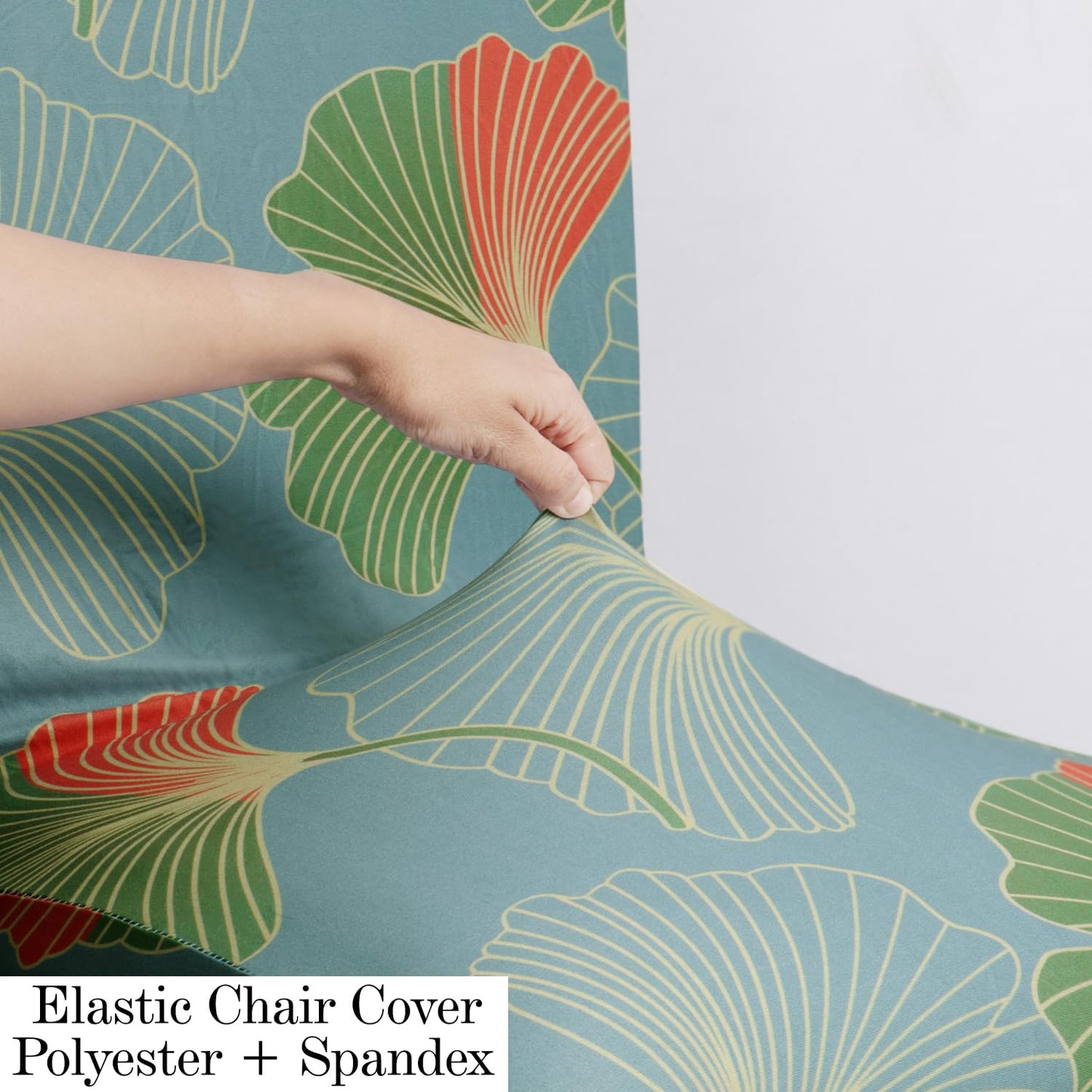 Polyester Dining Chair Covers Set of 4/6 with Matching Tablecloth, Ginkgo Blue Storm