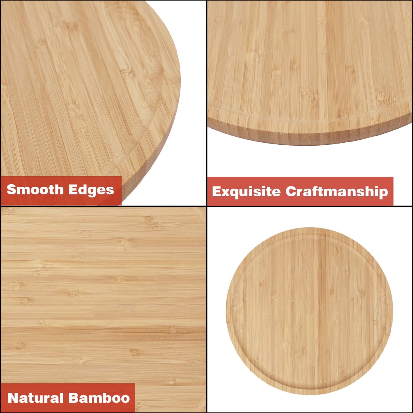 Bamboo Wooden Round Tray for Serving Snacks | Platters Serving Tray | Appetizer Plate, 30 cm, Pack of 1