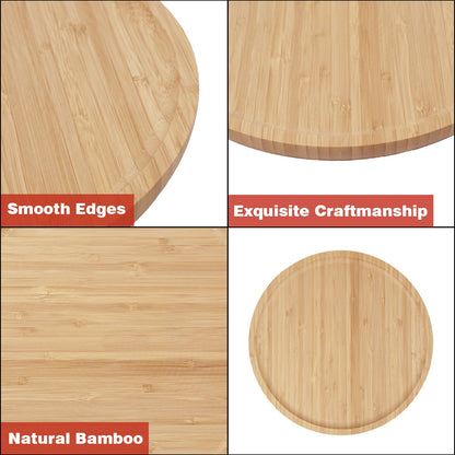 Bamboo Wooden Round Tray for Serving Snacks | Platters Serving Tray | Appetizer Plate, 30 cm, Pack of 1
