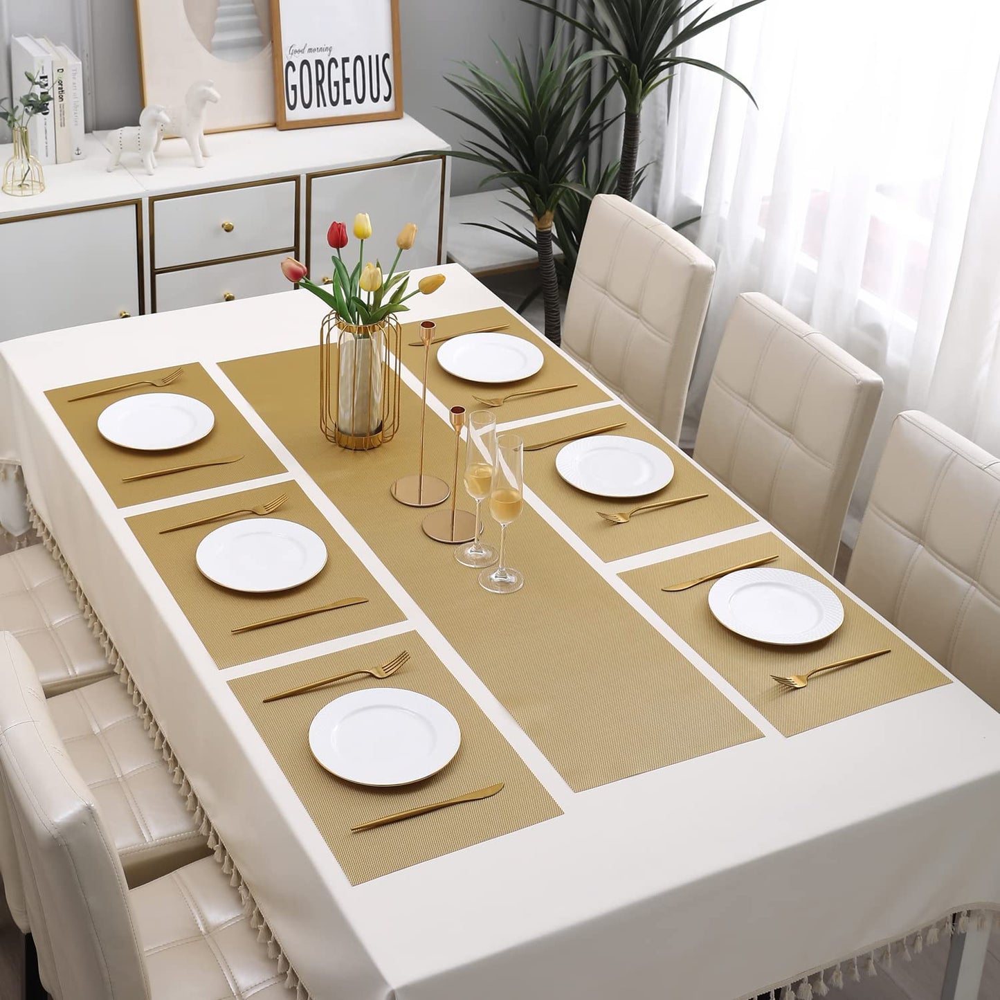 PVC Dining Table Mats, Golden