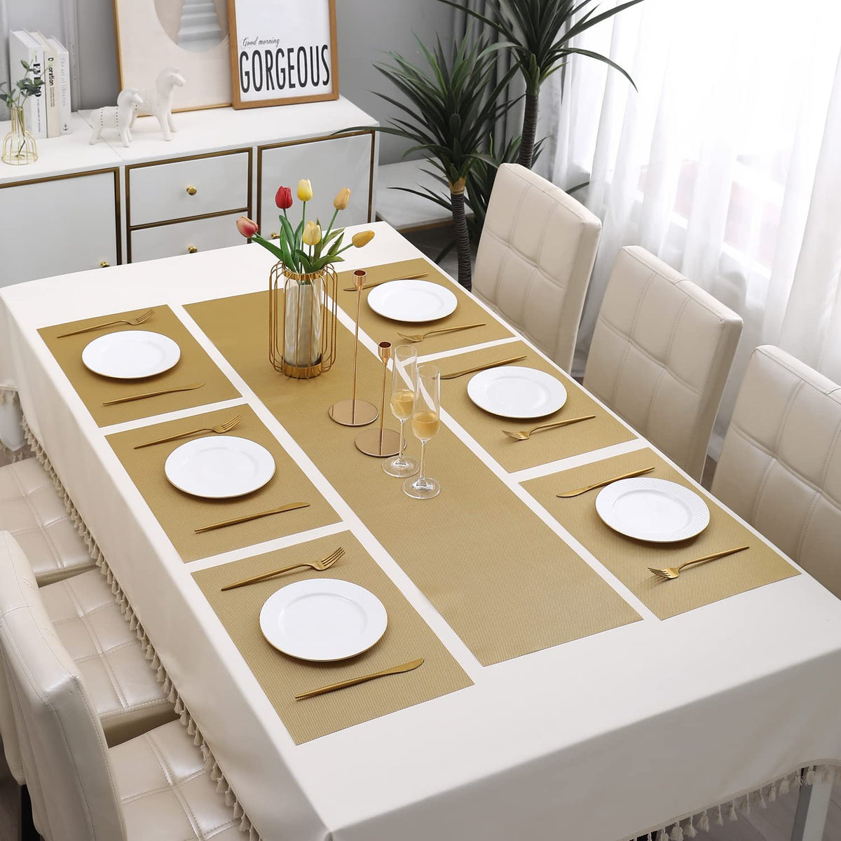 PVC Dining Table Mats, Golden