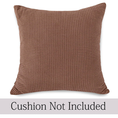 Brown Colour Grid Texture Jacquard Pillow Covers | 18x18 Inch