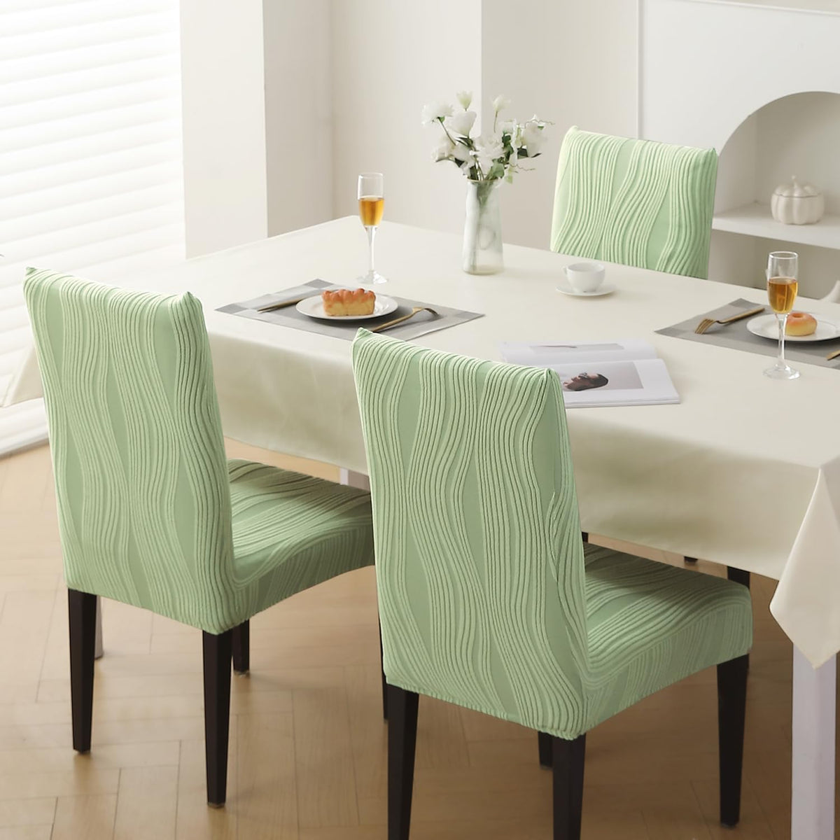 Nestiva Series Stretchable Knitting Jacquard Chair Cover - Pastel Green