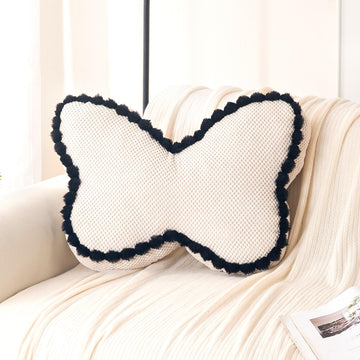 HOKIPO Butterfly Shaped Cushion for Kids Room & Sofa, 53x33 cm, Beige