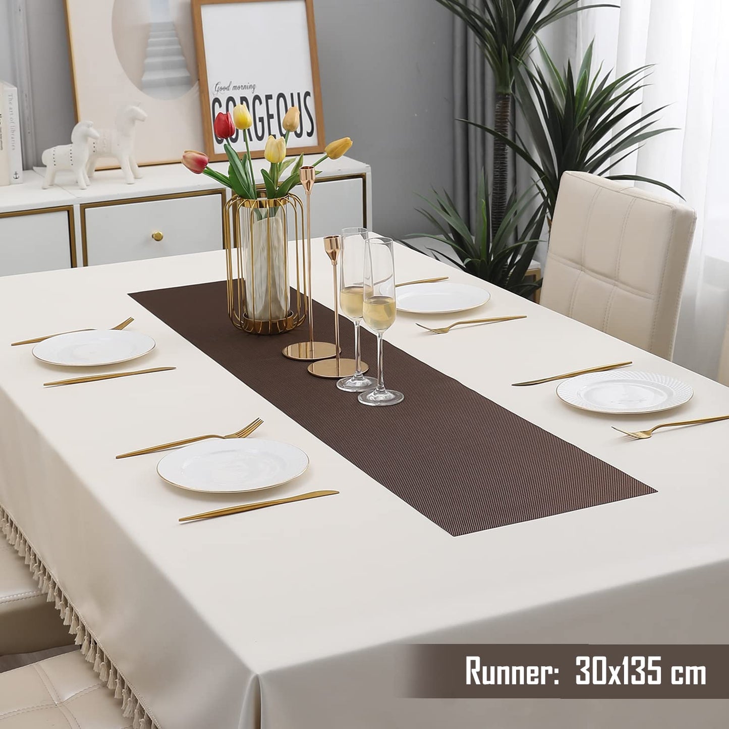 PVC Table Runner, Brown