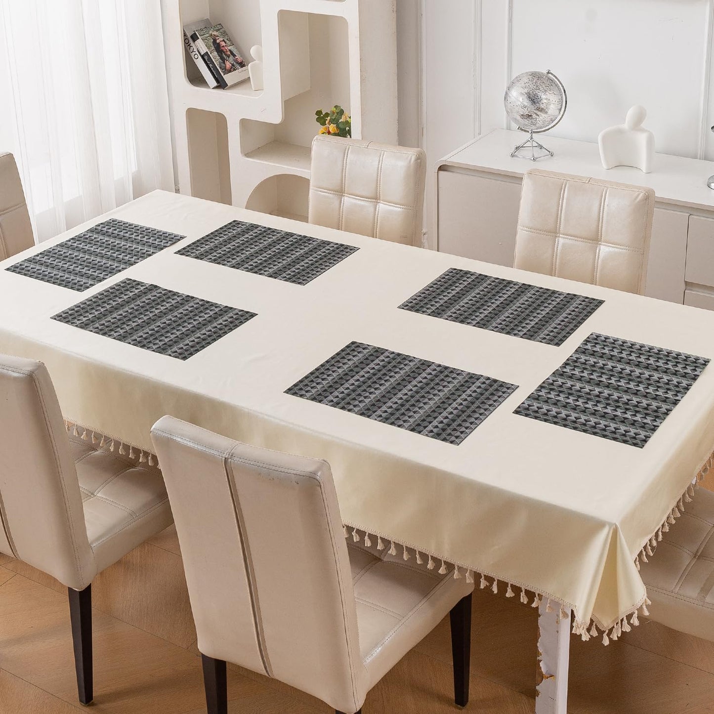 RhombusEcho Washable PVC Mats for Dining Table - Intense Grey