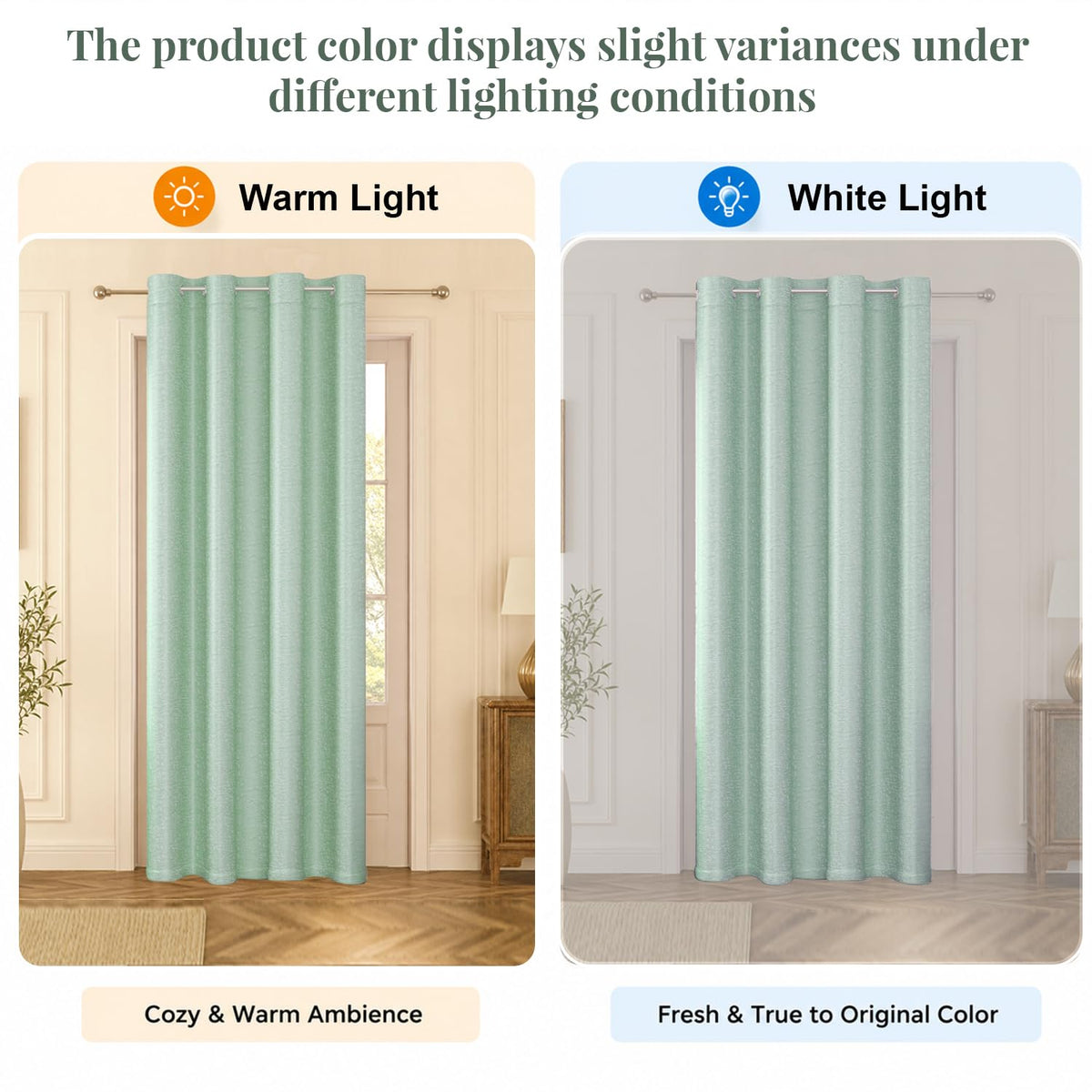 HOKIPO Imperia Eyelet Curtains, 7 Feet Long - Soft Mint - image 6