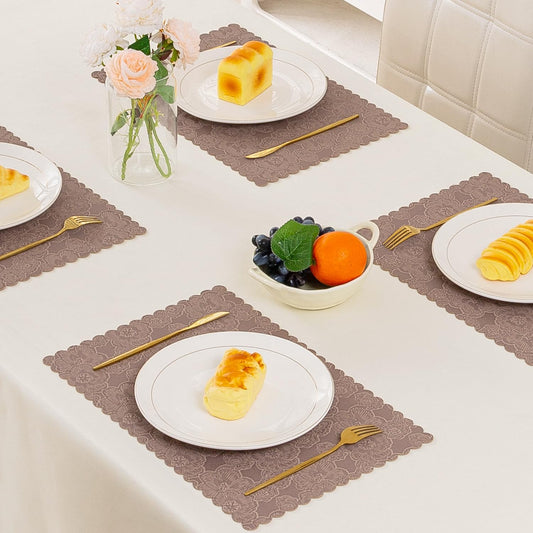 Florista Blush Royal Luxe Faux Leather Mats for Dining Table - Mauve Pink
