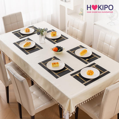 Chevron Stripes PVC Mats for Dining Table - Jet Black