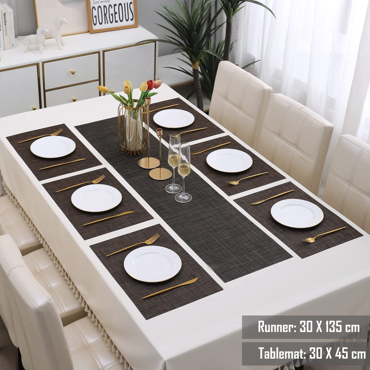 PVC Dining Table Mats, Dark Brown