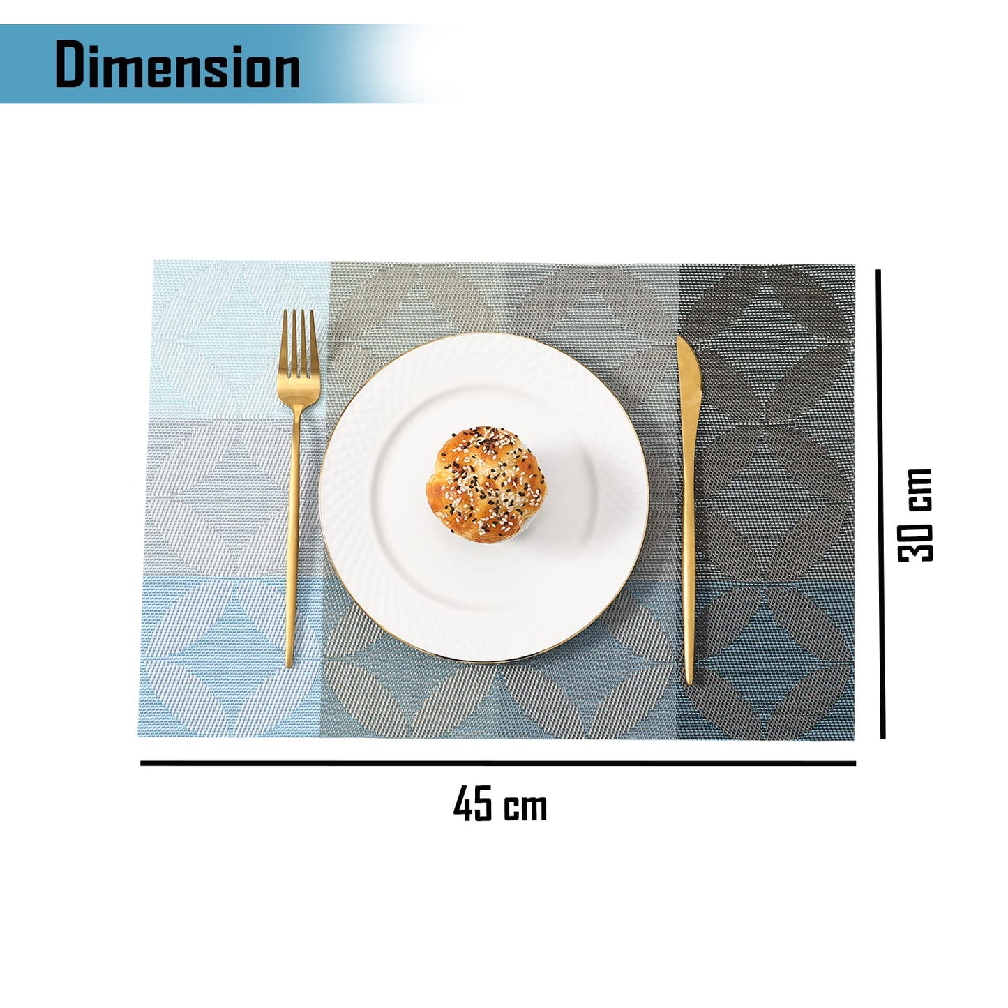 PVC Dining Table Mats, Geometric Blue