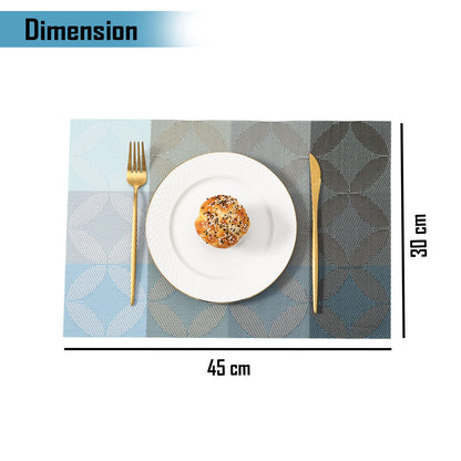 PVC Dining Table Mats, Geometric Blue