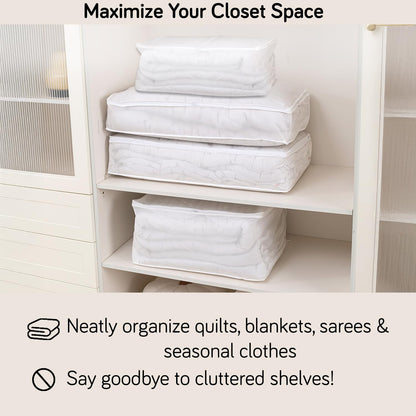 Foldable Clothes Organiser for Wardrobe and Closet Storage Bag - White