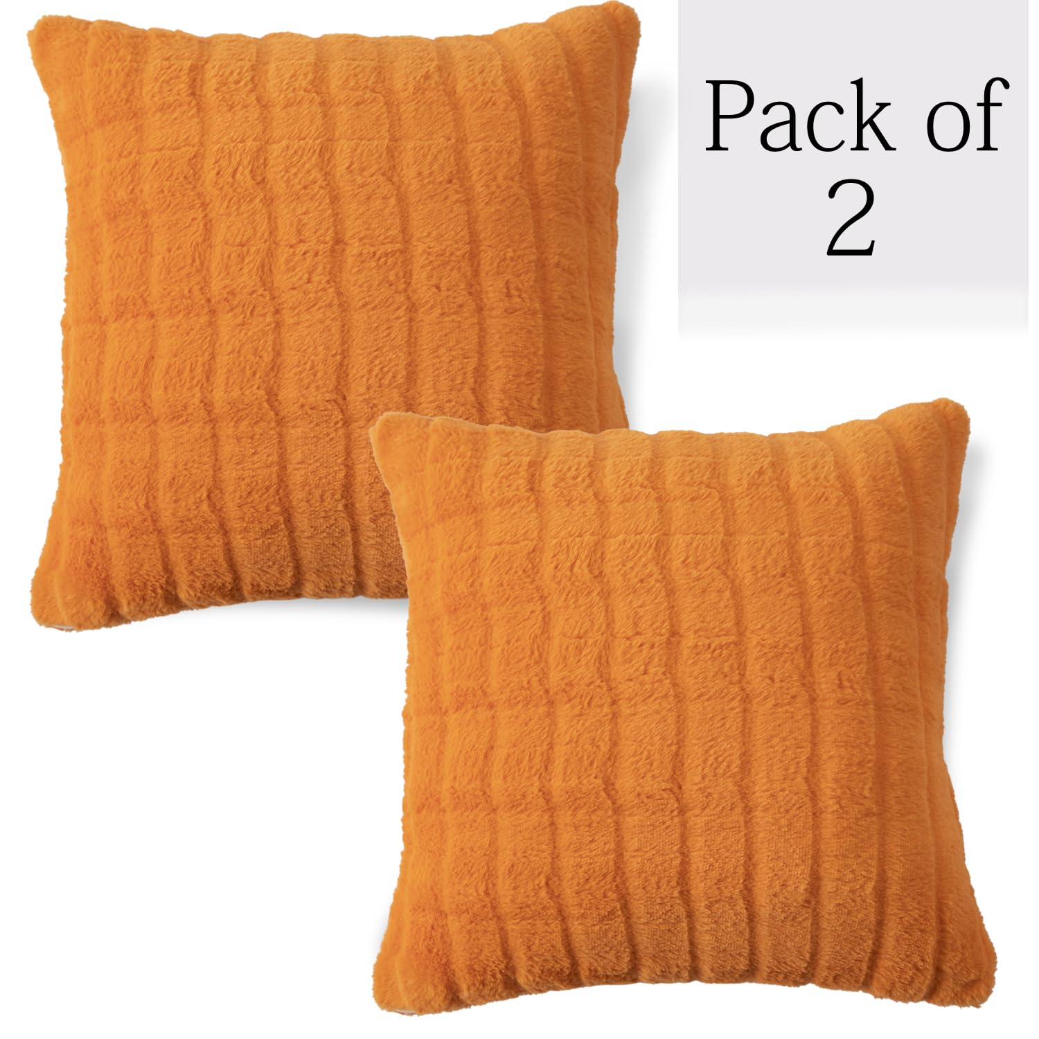Buy Orange Colour Premium Zippered Plush cushion covers in set of 2