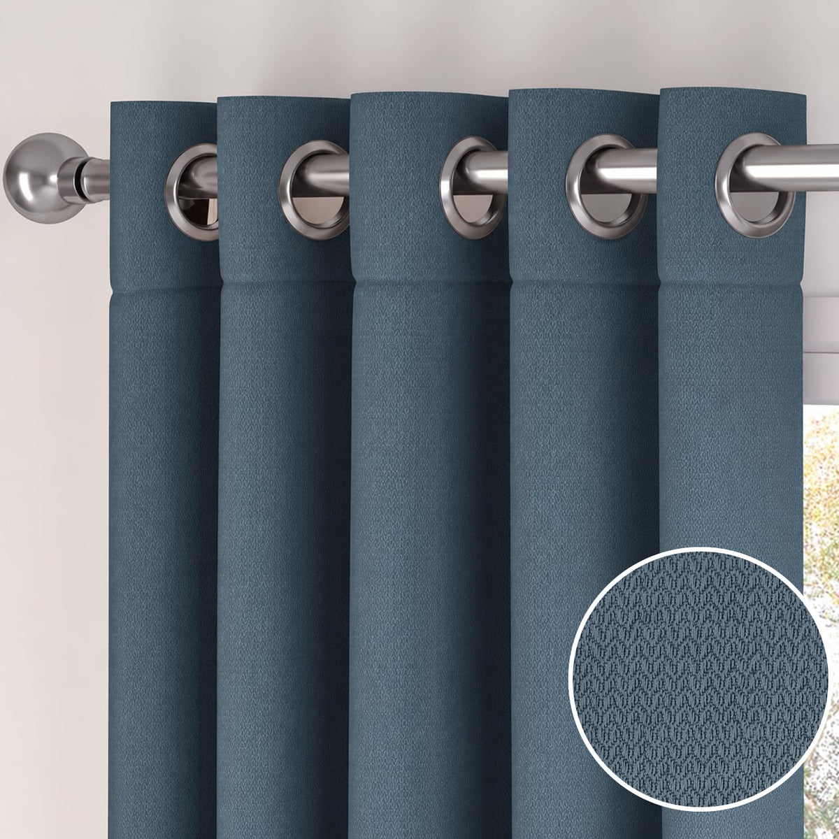 HOKIPO Atmosphere Dimout Curtains, 7 Feet Long - Midnight Blue - image 7