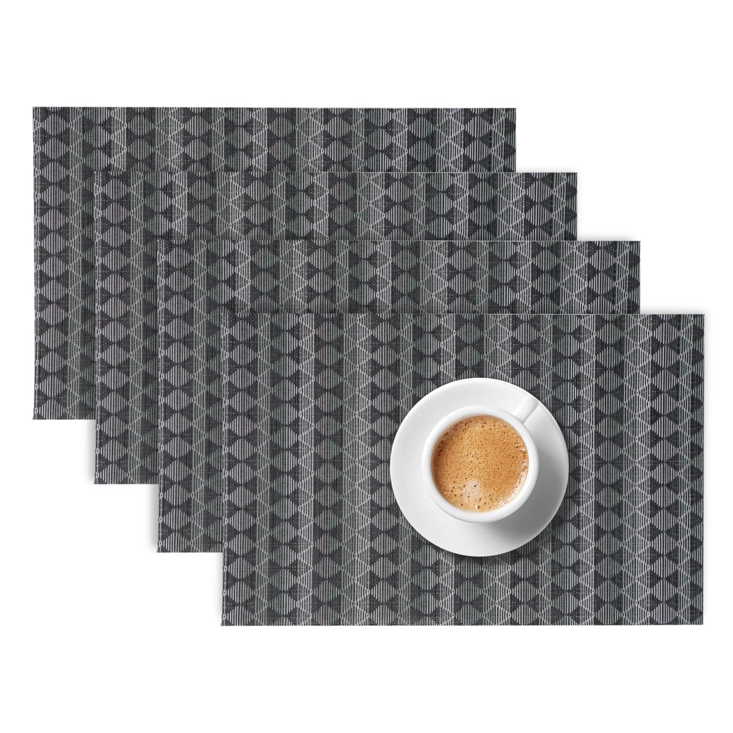 RhombusEcho Washable PVC Mats for Dining Table - Intense Grey