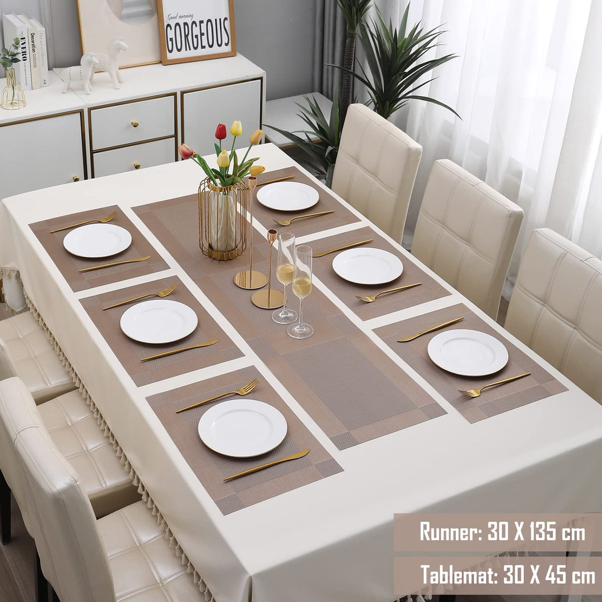 PVC Dining Table Mats, Copper Brown