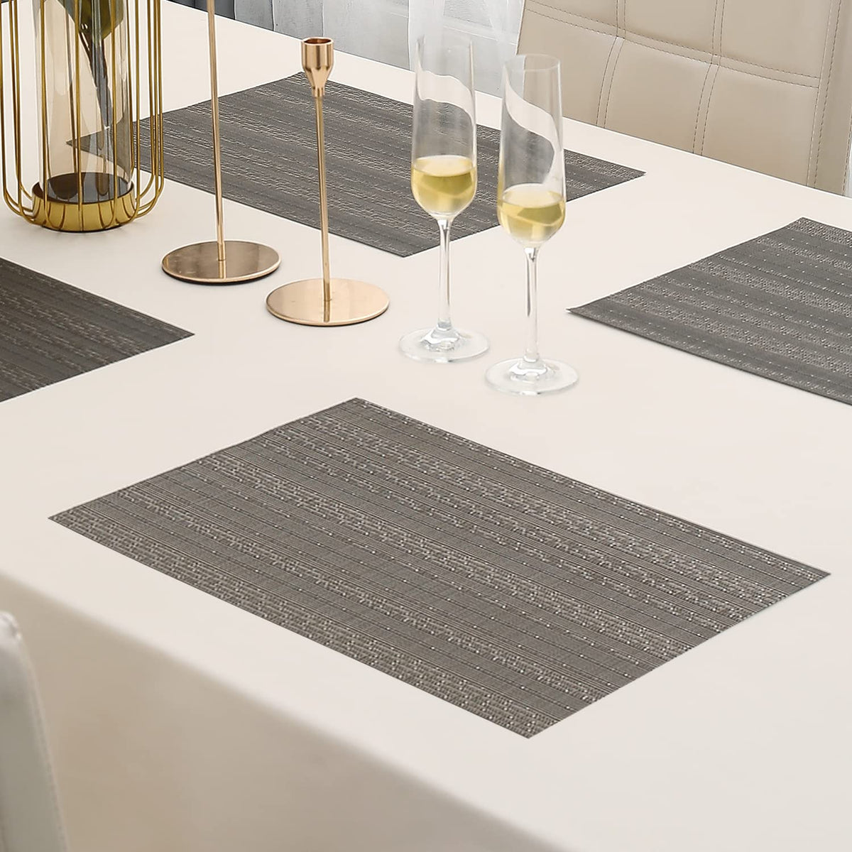 PVC Dining Table Mats, Shadow Grey