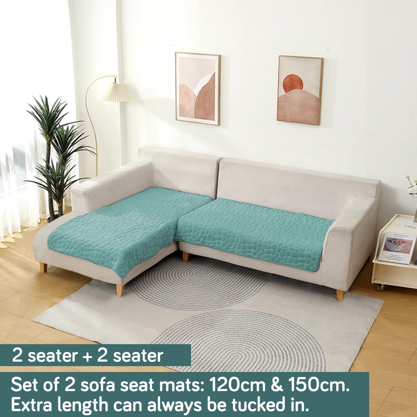 HOKIPO Premium Pebble Milk Velvet L Shape Sofa Cover Mat, Fog Blue