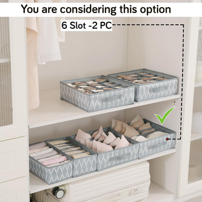 Lingerie Organizer for Women – Bra Organizer for Wardrobe & Drawers | Foldable Innerwear Organiser for Bras, Camisoles | Non-Woven Fabric, Grey leaves