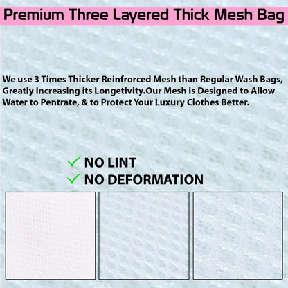 Premium Dual Layered Mesh Bags for Laundry Clothes Washing Bag, Pack of 5 (White)