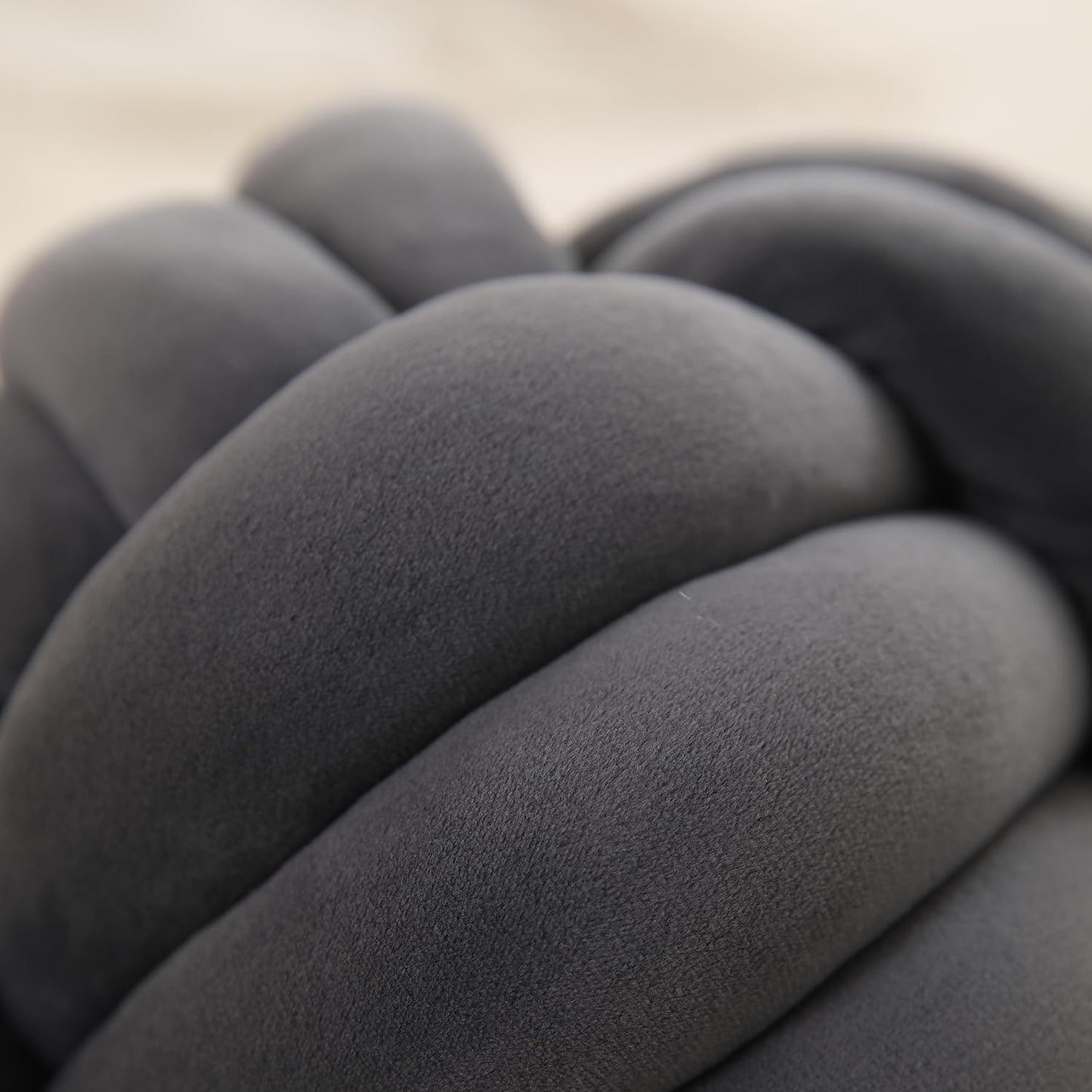 Knot Ball Cushion Pillow Soft Plush Velvet Decorative Throw Pillow - Charcoal Grey