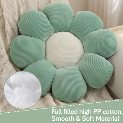 Luxury Flower Plush Decorative Pillow – Ultra-Soft Seating Cushion (42 cm, Fern Green)